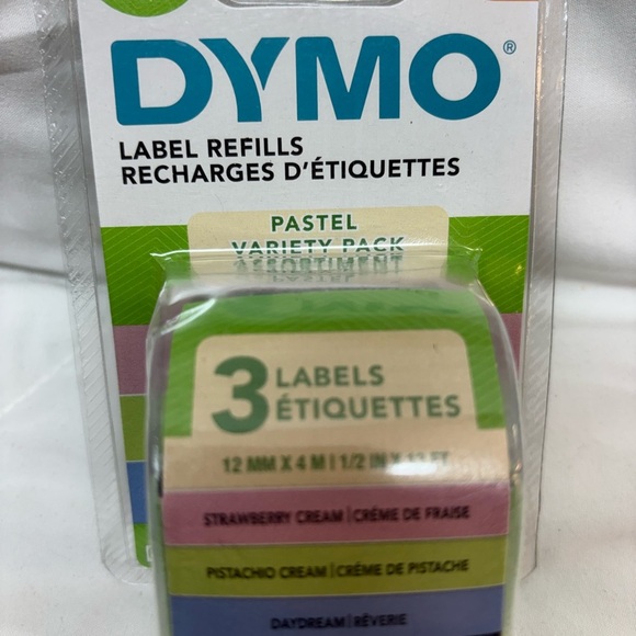 New Dymo Pastel Label Refills Pack/ strawberry cream pistachio & daydream - Picture 2 of 3